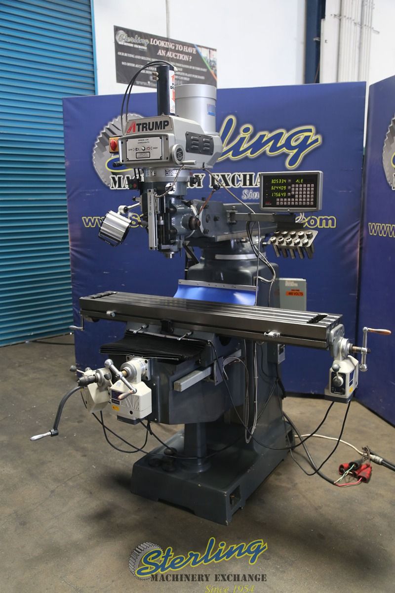 Atrump #AONE-3VHG, vertical mill, 10" x54" tbl., 36.37" X, 15.75" Y, 16" Z, 70-4200 RPM, X-Axis rapid power - Image 6