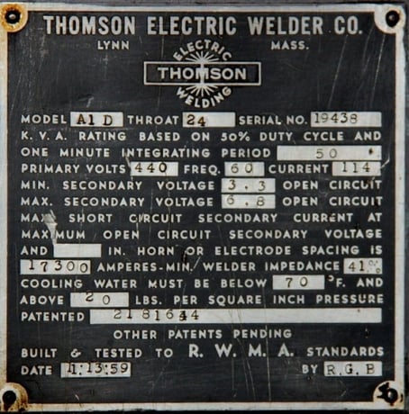 50 KVA Thomson #A1-D, Press-type spot welder, 24" throat, water cooled - Image 8