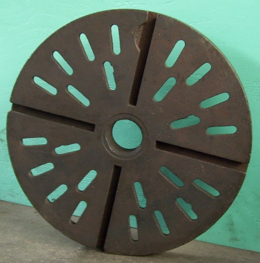 22" Lathe Face Plate, 4 TPI, 3-3/8" through hole, 4 T-slots - Image 2
