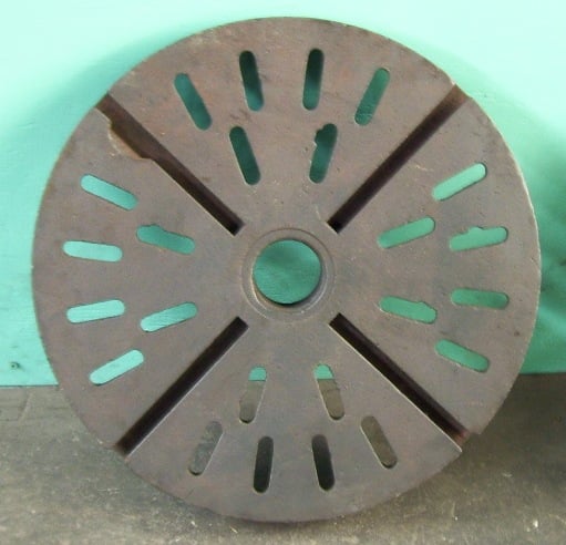 22" Lathe Face Plate, 4 TPI, 3-3/8" through hole, 4 T-slots - Image 4