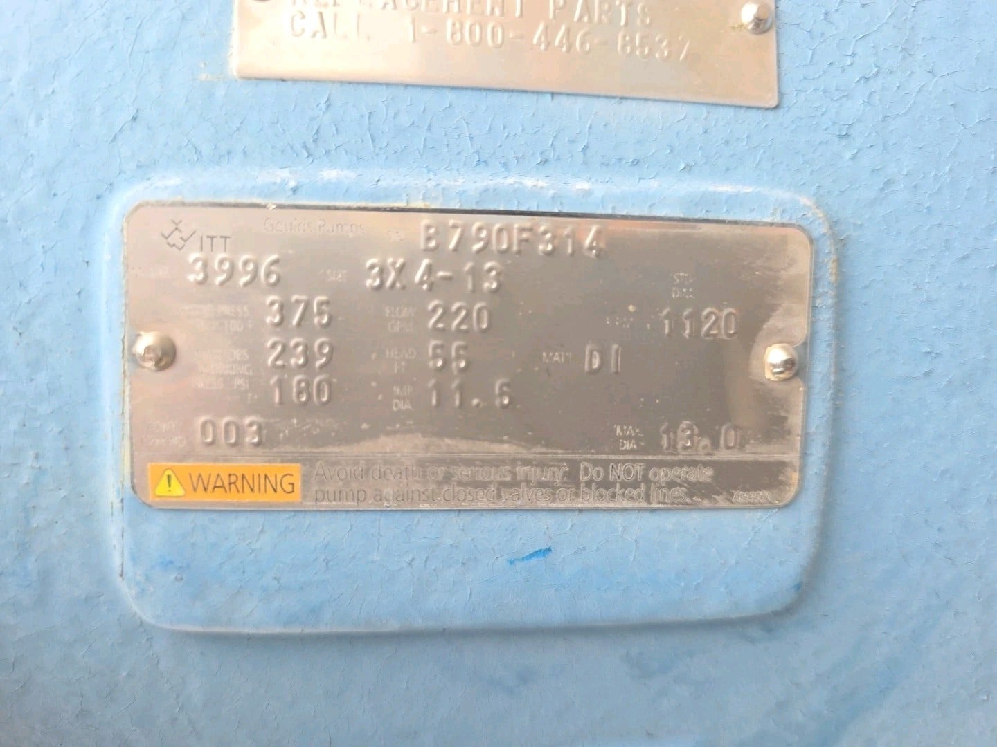 3x4-18 Goulds #3996, Centrifugal Pump, Ductile Iron - Image 2
