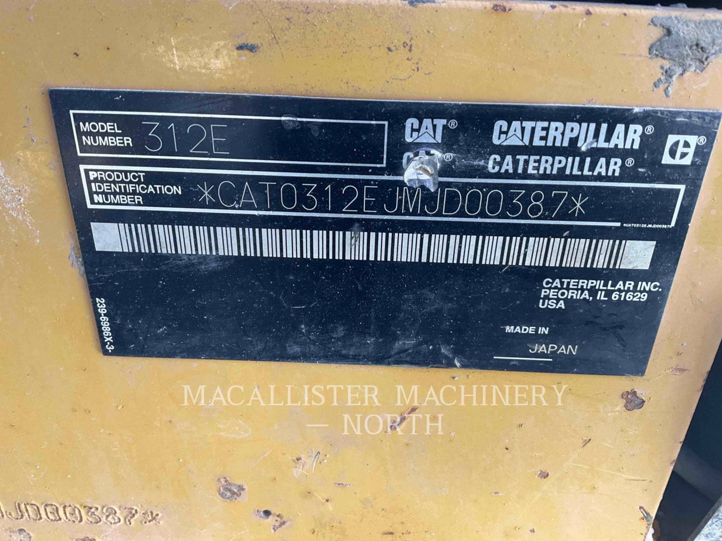 Caterpillar 312EL PQ, Excavator, 11212 hours, S/N: MJD00387, 2012 - Image 6
