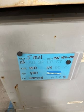 150 kVA 480 Delta Primary, 400Y/231 Secondary, Hammond, Isolation Type - Image 3