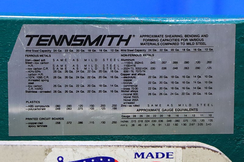16 gauge x 4.3' Tennsmith #H52, hydraulic shear, 52-1/4" cutting length, 30" Back Gauge, 60 SPM, 2 support - Image 6