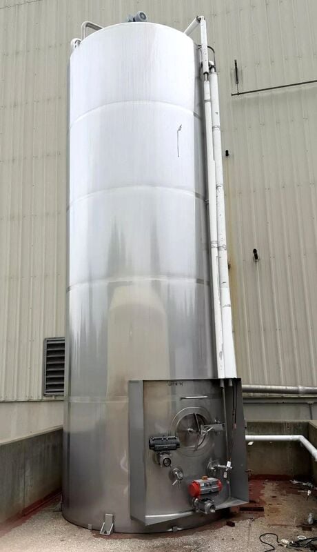 6000 gallon BCAST #BC-ST06000V, sanitary Stainless Steel jacketed mix tank, 7' 6" diameter x 24' 6" OAH, 14 - Image 1