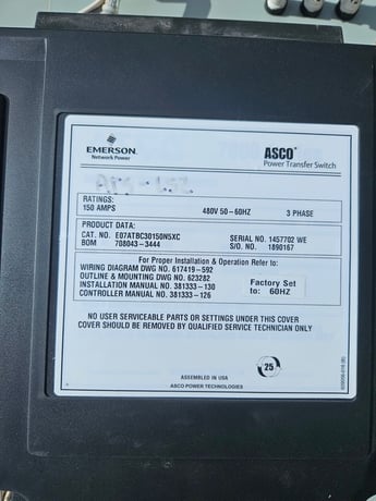 100 Amp. Asco 7000 Series ATS-LS2, 4 Pole, 480/277 Volts, $3k - Image 9