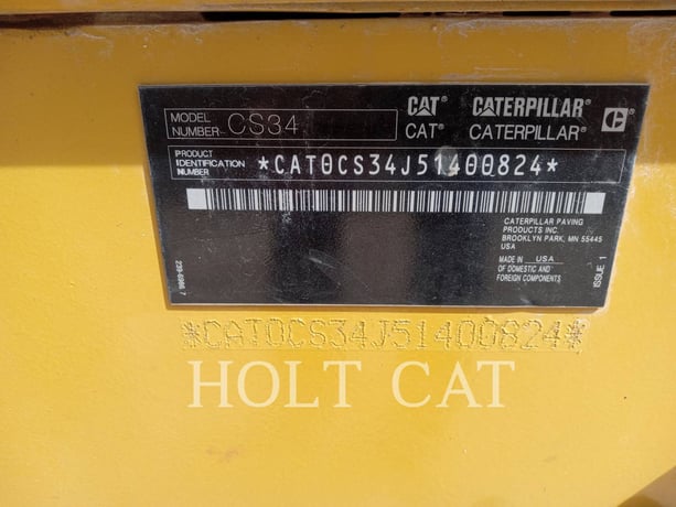 Caterpillar CS34, Vibratory Single Drum Smooth, 173 hours, S/N: 51400824, 2023 - Image 6