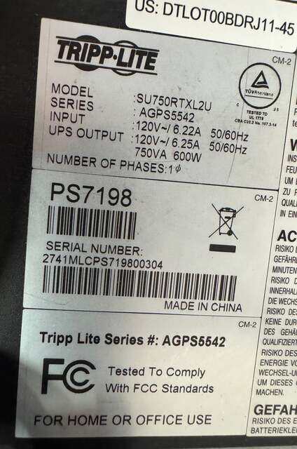 0.7 KVA Tripp Lite #SU750RTXL2U, uninterruptible power supplies System, 2U Rack/Tower, 120 Volts, Single - Image 2