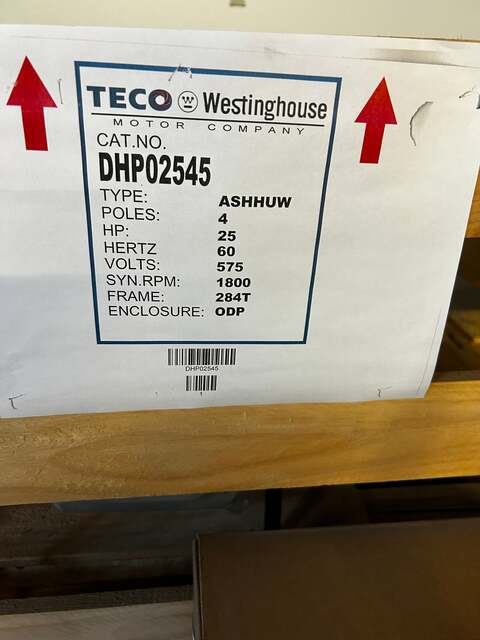 25 HP 1800 RPM TECO Westinghouse #DHP02545, Frame 284T, ODP, 575 Volts, 3 phase - Image 4