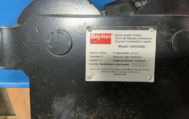 1 Ton, Gorbel, Mobile Gantry Crane, 136" Span, 120" Height, Dayton Chain Hoist & Trolley - Image 3
