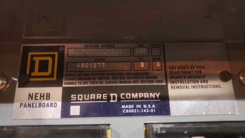 225 Amp. Square D, NEHB, Panelboard, 480Y/277V, 3PH, 4W, w/ EHB Breakers - Image 4