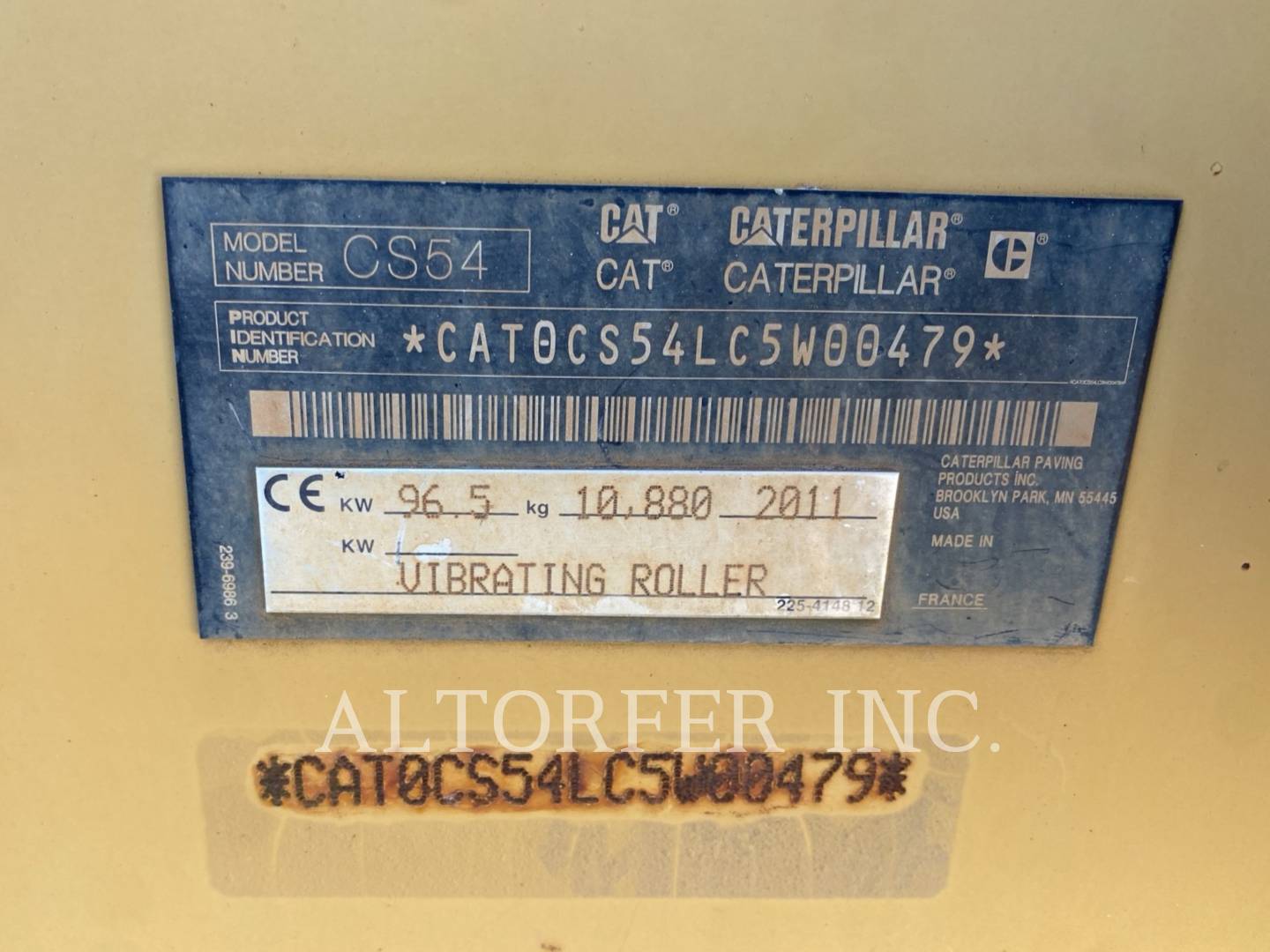 Caterpillar CS54, 3790 hours, S/N: C5W00479, 2011 - Image 6