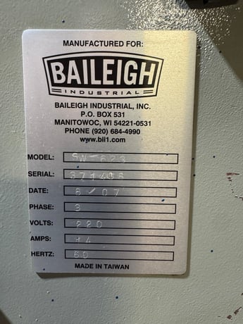 4" x 4" x 3/8" Baileigh #SW-623, hydraulic ironworker, 62 ton, 2007 - Image 9