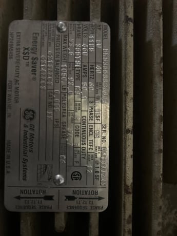 50 HP 1200 RPM General Electric, Frame 365TSC, TEFC, 460 Volts - Image 2