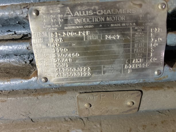 40 HP 1200 RPM Allis-Chalmers, Frame 364T, TEFC, 230/460 Volts, reman. - Image 1