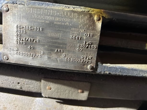 40 HP 1200 RPM Siemens-Allis, Frame 365T, TEFC, 230/460 Volts - Image 1