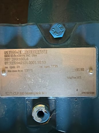 3 HP 1735/21 RPM SEW, Frame R87DRE100L4, TEFC, 230/460 Volts (2 Available) - Image 2