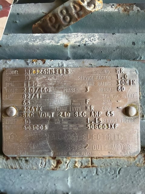 30 HP 1150 RPM General Electric, Frame 326TX, TEFC, 230/460 Volts - Image 1