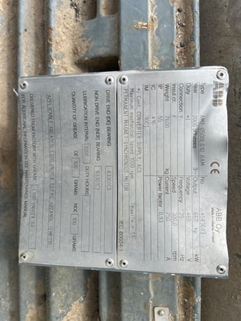 667 HP 300 RPM ABB, Frame AMZ0500LG10 RAM, TEFC, 25 Hz, 460 Volts - Image 3