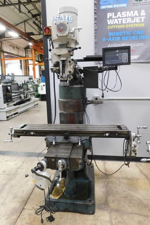 Enco / Acra #100-1597, vertical mill, 9" x49" tbl., 3 HP, 12" X, 32" Y, 16" Z, 60-4500 RPM, R-8, Newall DP700 - Image 1