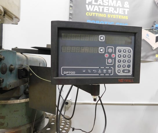 Enco / Acra #100-1597, vertical mill, 9" x49" tbl., 3 HP, 12" X, 32" Y, 16" Z, 60-4500 RPM, R-8, Newall DP700 - Image 4