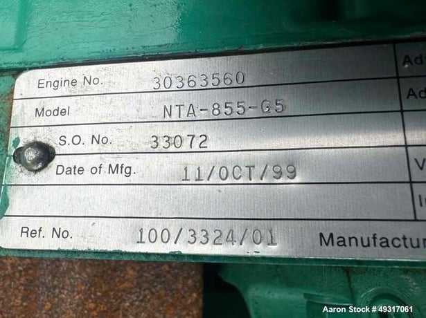400 KW Cummins #DFCE, Diesel Generator Set, #NTA855-G5 engine, 605 HP, 3ph, PMG, DeepSea ctrl, 1021 hours - Image 8