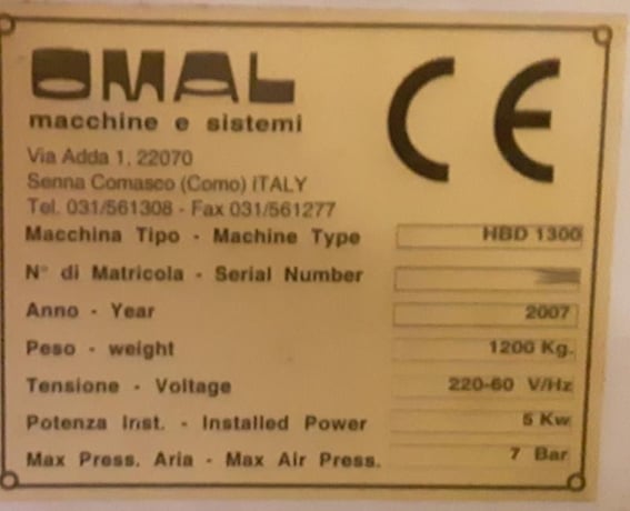 Omal #Insert-1300, CNC bore, glue & dowel inserter, 51" X, 1.57" Y, 1.57" Z, 164 FPM, 4 work zones, 2007 - Image 5