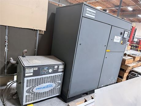 307 cfm, 132 psi, Atlas #GA55, rotary screw air compressor, 75 HP, 3600 RPM, refrigerated dryer, 2000 - Image 2