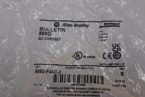 NEW Allen-Bradley Allen Bradley Bulletin QD Cordset 889D-F4AC-2 Ser. B STK GF285A - Image 3