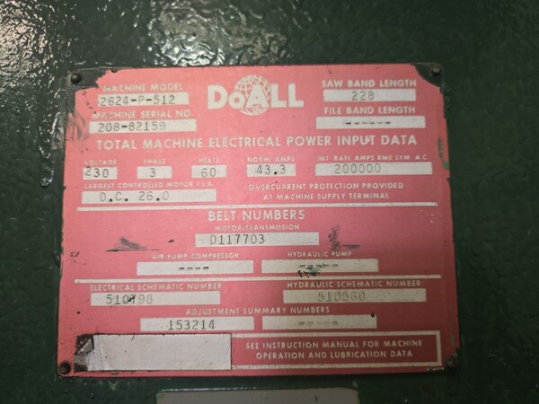 DoAll #2624-P-512, automatic plate saw - Image 3