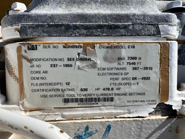 630 HP Caterpillar #C18, Diesel Engine, 5789 hours, 2015 - Image 9