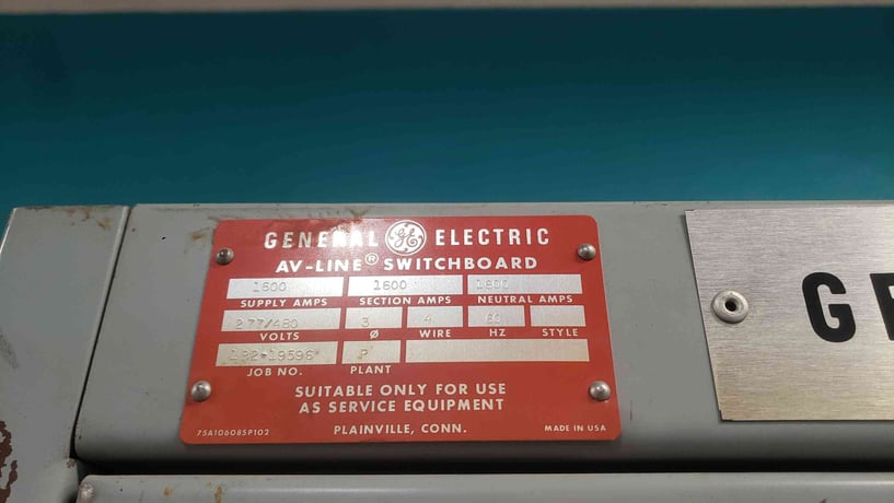 1600 Amp, General Electric #AV-Line, Switchboard, 480 Volts, 3PH, 4W, 10 Breaker, Power Break Dist & Main - Image 6