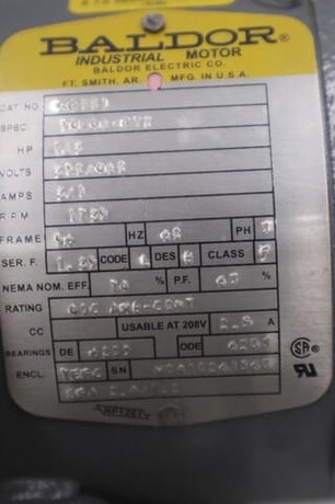 Baldor 3-Phase 1/2 HP Motor Cat No. M8001 56 Frame 1725 RPM STOCK M-24CC - Image 2
