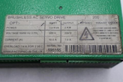 Control techniques maxax 200 brushless Allis-Chalmers servo drive stock 4030-a - Image 5