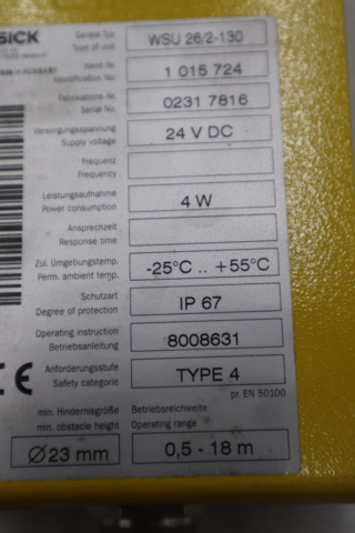 SICK WSU 26/2-130 Photoelectric Sensor 1 015 725 24VDC 6W NEW IN BOX #GF141A - Image 4