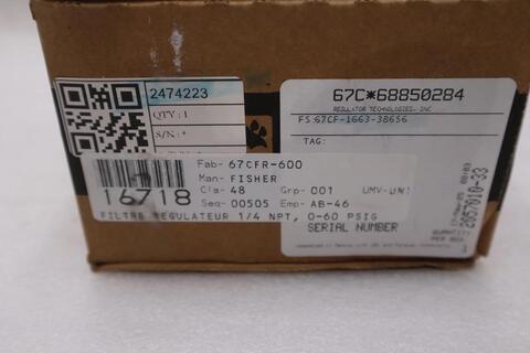 New open box fisher controls 67cfr-600 pressure regulator stk gf973 - Image 2