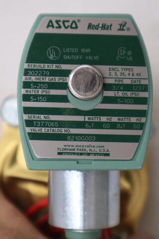 Asco 8210G003 Solenoid Valve 3/4in Npt 120v-ac Red Hat Solenoid - STK GF533A - Image 2