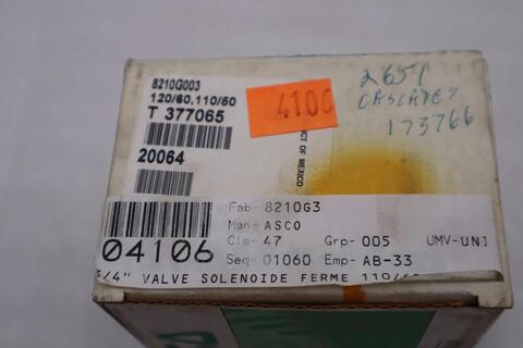Asco 8210G003 Solenoid Valve 3/4in Npt 120v-ac Red Hat Solenoid - STK GF533A - Image 4