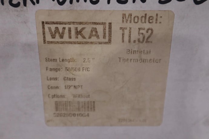 Wika ti.52 bimetal thermometer stem 2.5" range 50/500 f/c Connecticut 1/2" npt - gf263 - Image 1