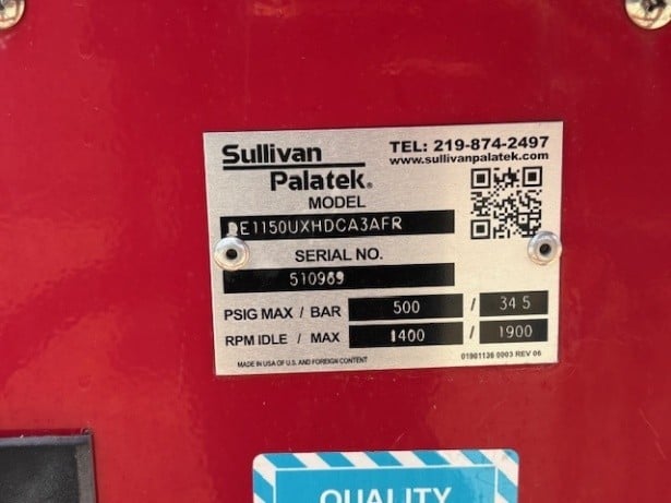 Sullivan Palatek #D1150XHAF, Portable Diesel Air Compressor, DNV 2.7.1 Certified Crash Frame, Skid Mounted - Image 2