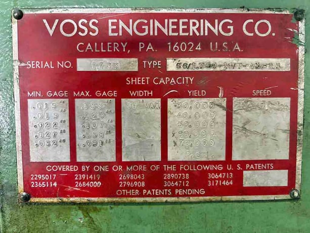 60" x .139" Rowe / Voss, Cut-To-Length line, 20000 lb., 160 FPM, hand pendant Control, powered expansion - Image 7