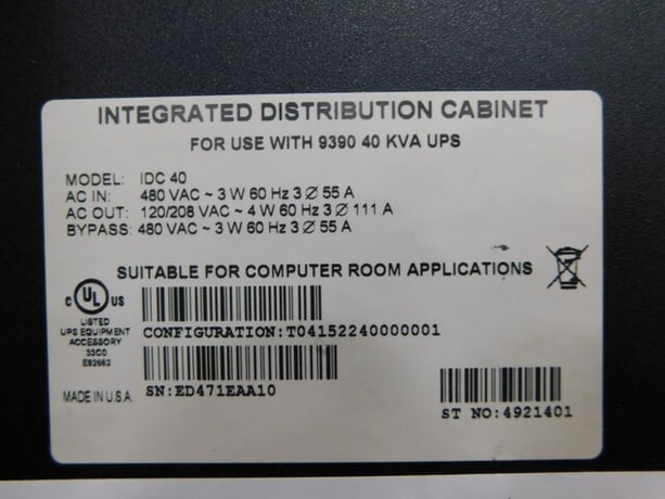 Eaton 9390-40 UPS, IDC & battery cabinet, 20 KVA, IDC40, 1085, 480 V. - Image 5
