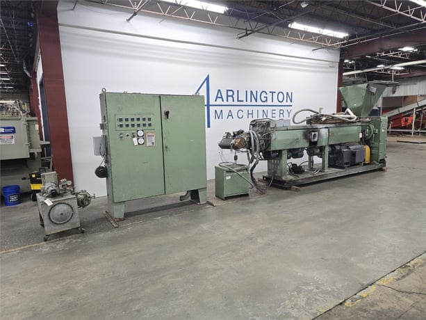 4.5" NRM, single screw extruder, 34:1 L/D, 300 HP DC motor, 6 barrel zones, 6 downstream zones, air cooled - Image 2