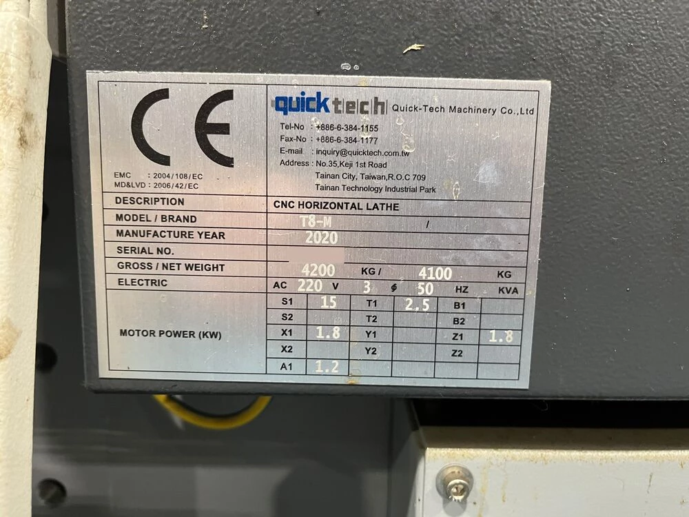 Quick-Tech #T8-Mill, 19.7" swing, 8" chuck, 2.5" bar, 13.8" centers, 11.81" diameter, Fanuc, 12 station - Image 4