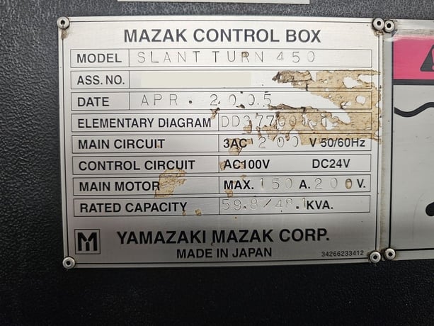 Mazak #Slant-Turn-450, 28" swing, 20" chuck, 6.5" bar, 80" centers, 24.4" diameter, Mazatrol 640, 12 station - Image 8