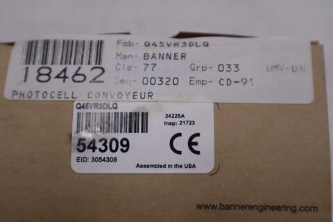 BANNER ENGINEERING Q45VR3DLQ Photoelectric Sensor - STOCK GF840 - Image 3