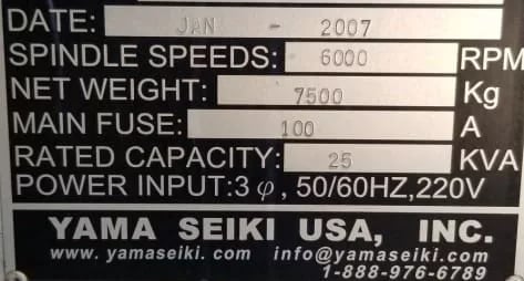 Yama Seiki #VMB-1200, 4th Axis, 47.2" X, 23.6" Y, 23.6" Z, 8,000 RPM, 30 automatic tool changer, Cat 50 - Image 5