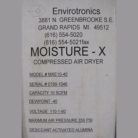 10 scfm, Envirotronics #MXE10-40, Compressed Air Dryer, -40° dewpoint, 150 psi, 110 Volt, 1PH - Image 4