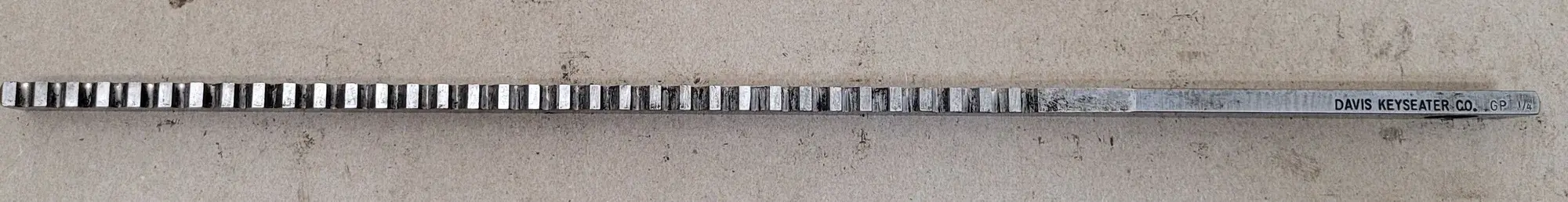 1/4" Davis #1/2-Keyseater, Keyseater Broach, 5/8" Height, 1/4" Pitch, 16" OAL - Image 1