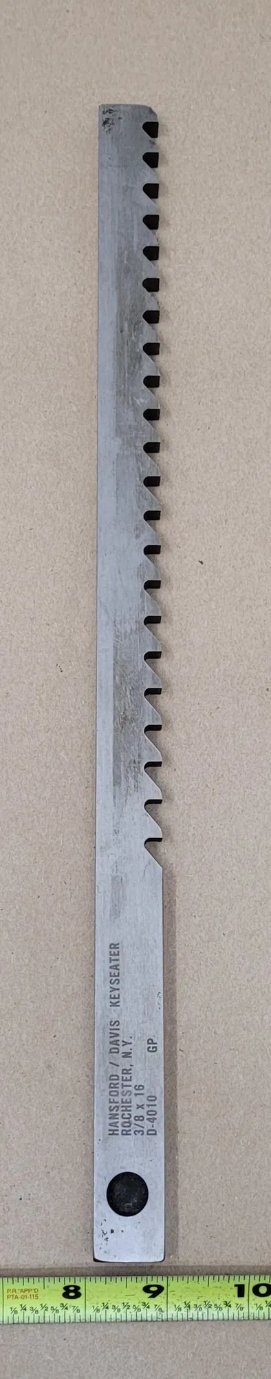 3/8" Hansford Davis #D-4010, Keyseater Broach, 7/8" Height, 1/2" Pitch, 16" Length - Image 5